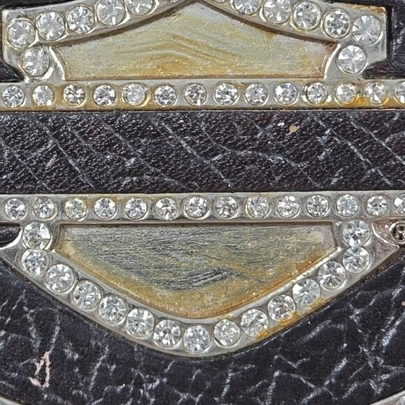 2010 HARLEY-DAVIDSON Oval Belt Buckle – Rhinestone Design, Black Leather ❗AS-IS❗ - Picture 7 of 16